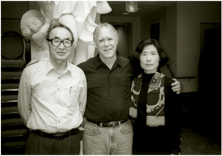 1999. Ko Un with his wife, Professor Lee Sang-Wha and poet laureate. Robert Haas, after the "Literary Night for Ko Un" at Harvard University